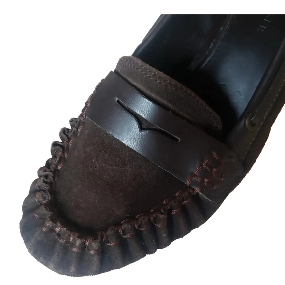 VTG 90s Y2K Tommy Hilfiger Brown Leather Chunky Heel Womens Platform Shoe Size 9 - Picture 7 of 12